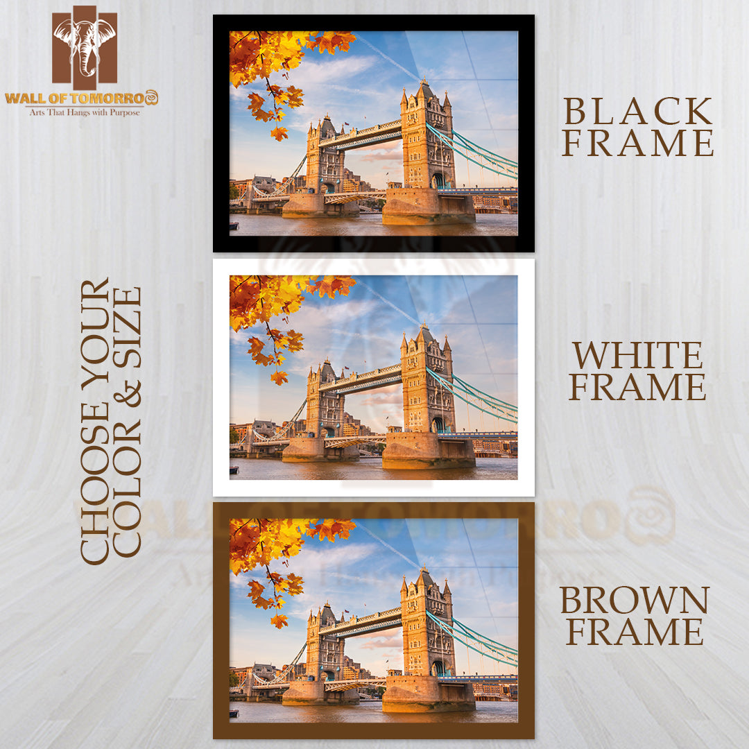 Tower Bridge with Autumn Leaves, London High Quality Unframed Poster Print & Waterproof Poster Print Wall Décor