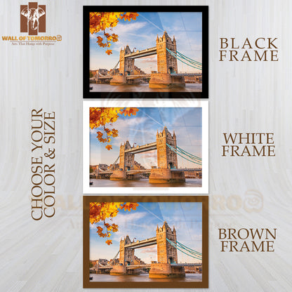 Tower Bridge with Autumn Leaves, London High Quality Unframed Poster Print & Waterproof Poster Print Wall Décor