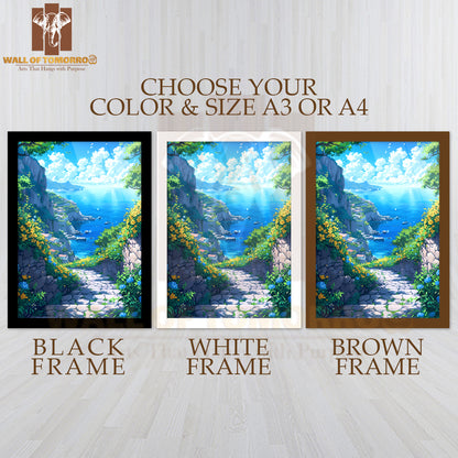Painting Of a Path Leading to A Beach High Quality Glass Frame Wall Décor