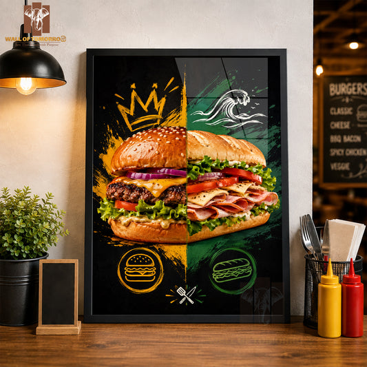 Burgers & submarine Kitchen & Restaurant High Quality Glass Frame Wall Décors in Sri Lanka