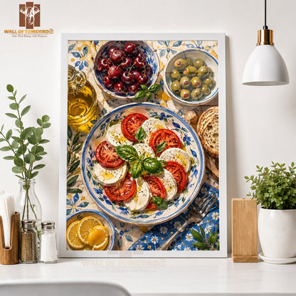 Food on Table with Olives Kitchen & Restaurant High Quality Glass Frame Wall Décors in Sri Lanka
