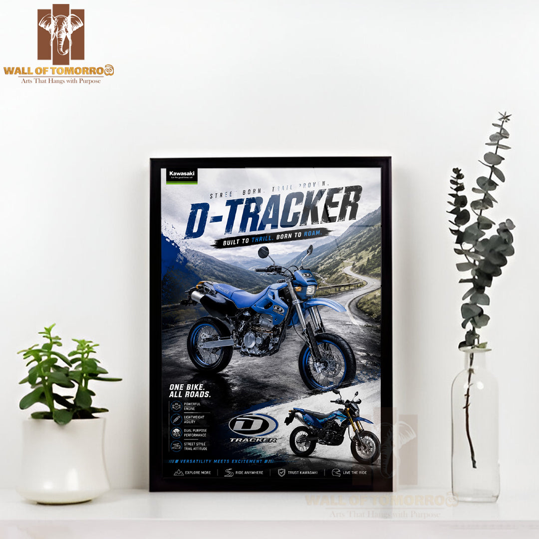 Kawasaki D-Tracker Bike High Quality Glass Frame Wall Décors in Sri Lanka