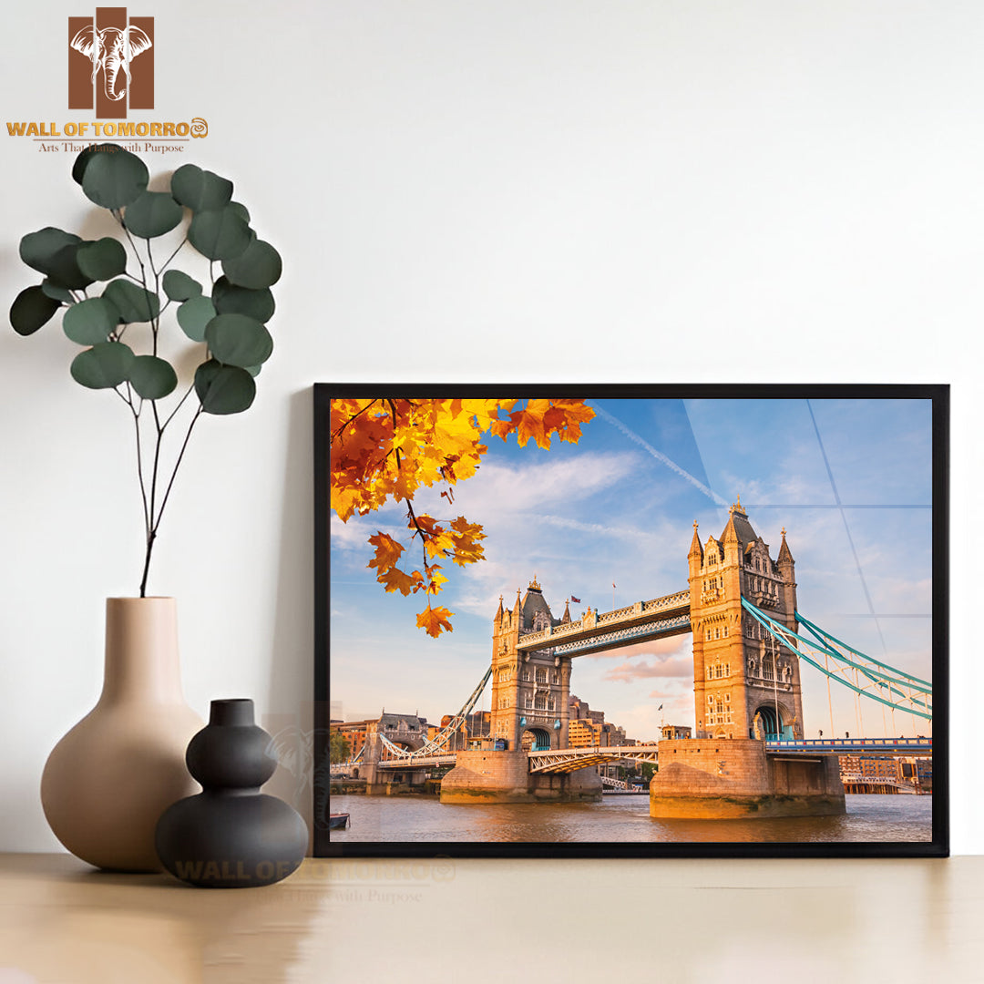 Tower Bridge with Autumn Leaves, London High Quality Unframed Poster Print & Waterproof Poster Print Wall Décor