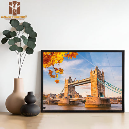 Tower Bridge with Autumn Leaves, London High Quality Unframed Poster Print & Waterproof Poster Print Wall Décor