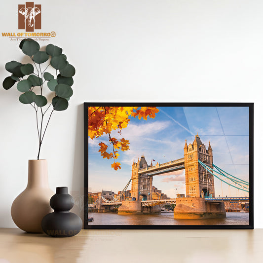 Tower Bridge with Autumn Leaves, London High Quality Unframed Poster Print & Waterproof Poster Print Wall Décor
