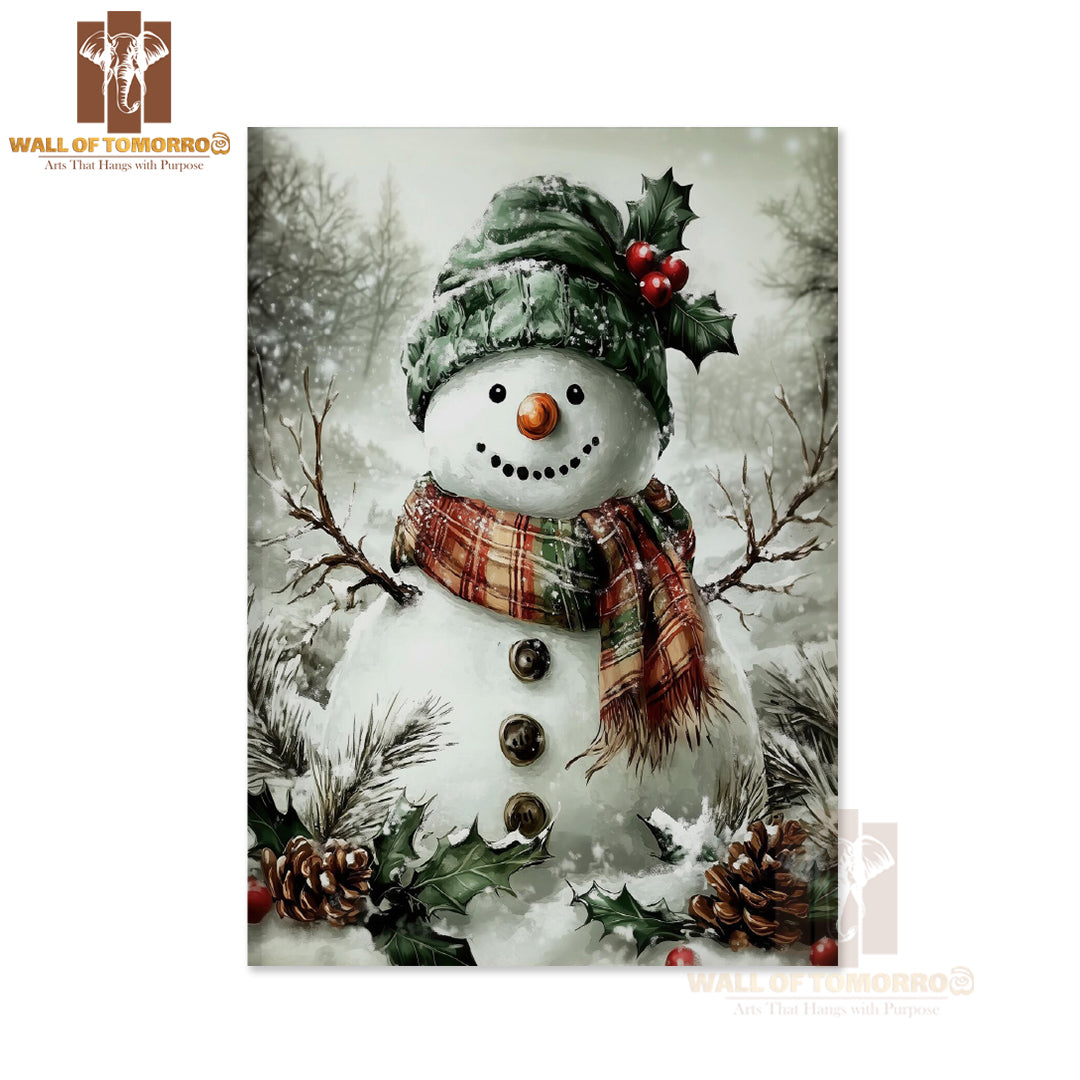 Snowman and Forest Snowfall in Winter High Quality Unframed Poster Print & Waterproof Poster Print Wall Décor