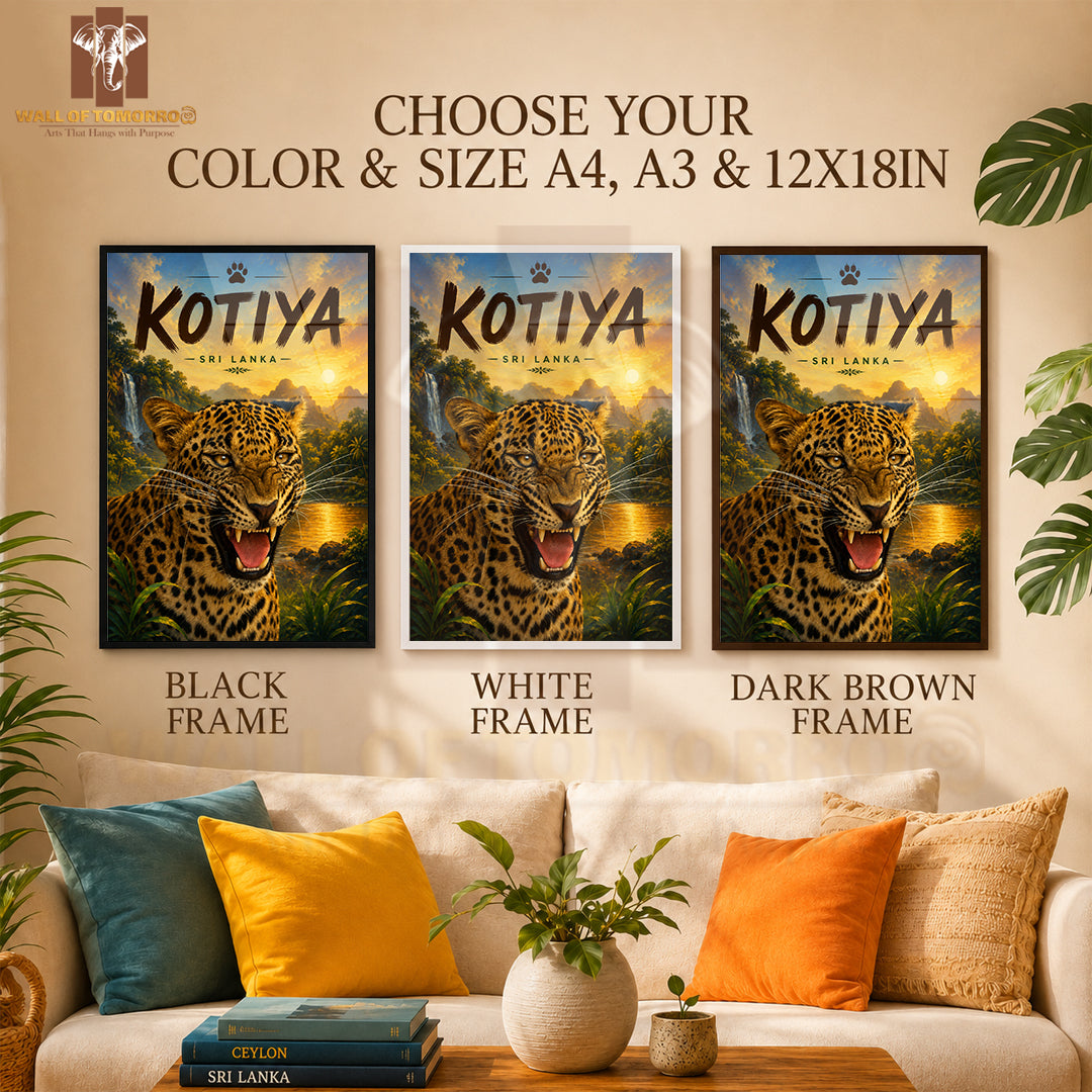 Leopard (Kotiya) Sri Lanka Travel Animals High Quality Glass Frame Wall Décor