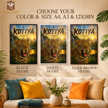 Leopard (Kotiya) Sri Lanka Travel Animals High Quality Glass Frame Wall Décor
