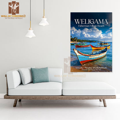 Weligama Fisherman Village Beach Sri Lanka Travel High Quality Unframed Poster Print & Waterproof Poster Print Wall Décor