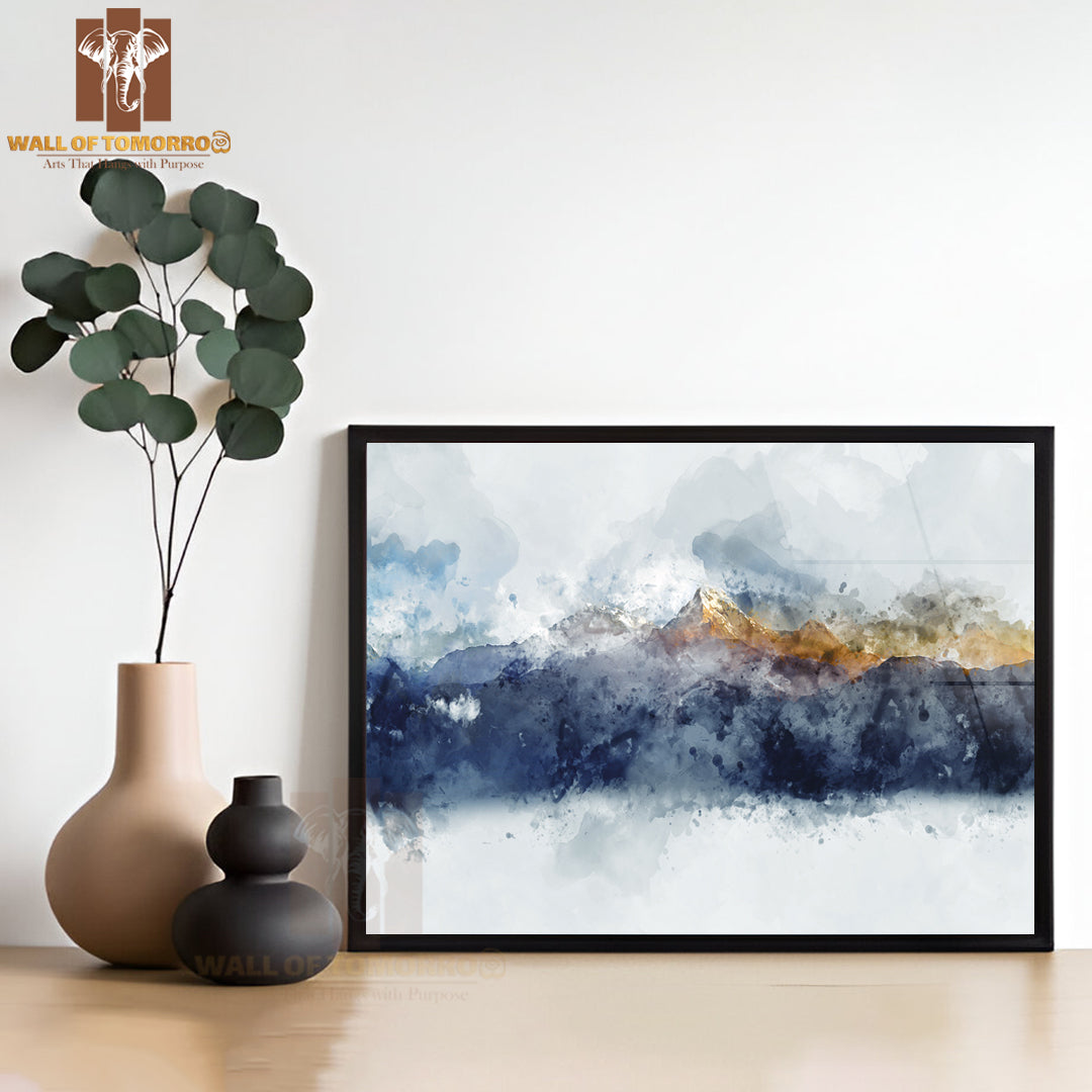 Watercolor Golden Mountains Art High Quality Unframed Poster Print & Waterproof Poster Print Wall Décor
