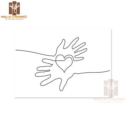 Hand Holding a Heart with A Line Drawing of It High Quality Unframed Poster Print & Waterproof Poster Print Wall Décor