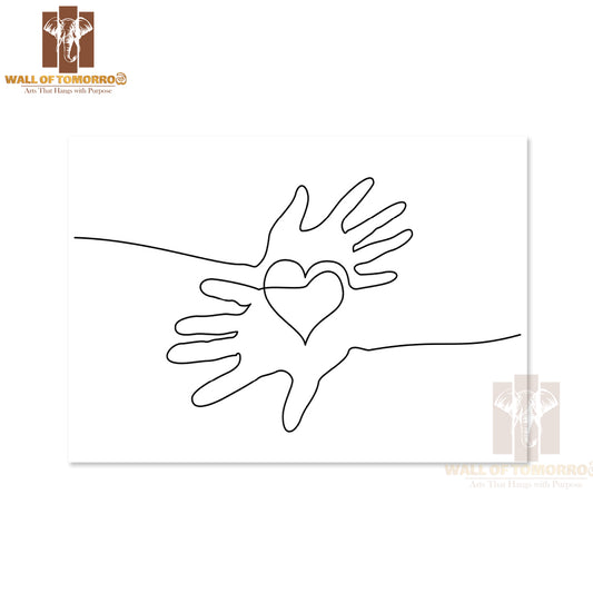 Hand Holding a Heart with A Line Drawing of It High Quality Unframed Poster Print & Waterproof Poster Print Wall Décor