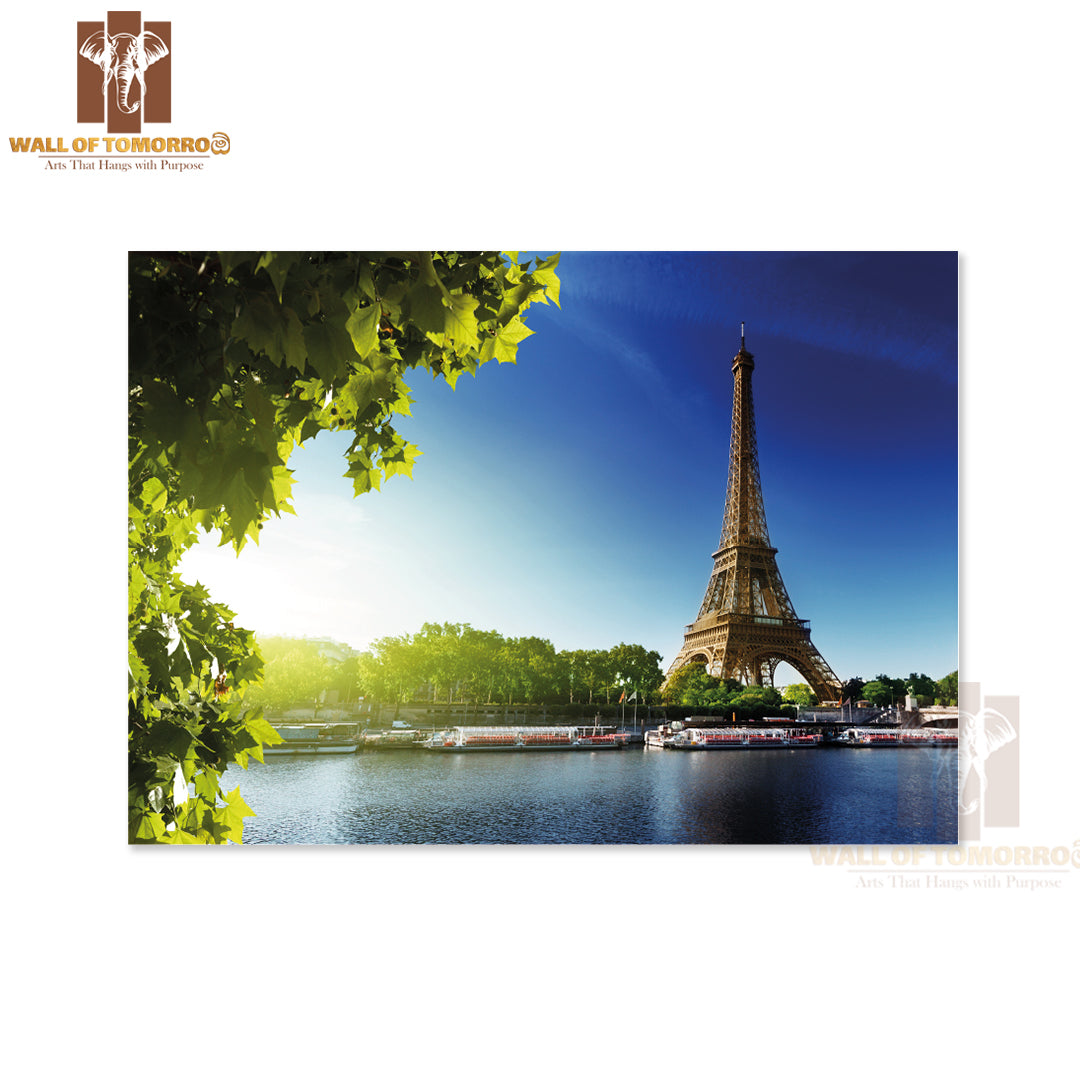 Seine In Paris with Eiffel Tower in Sunrise Time High Quality Unframed Poster Print & Waterproof Poster Print Wall Décor