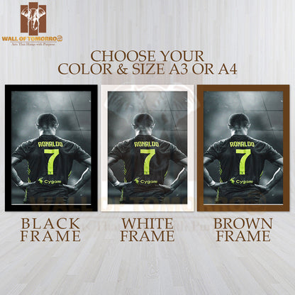 Famous Soccer Player Highlighting His Signature Sports High Quality Glass Frame Wall Décor