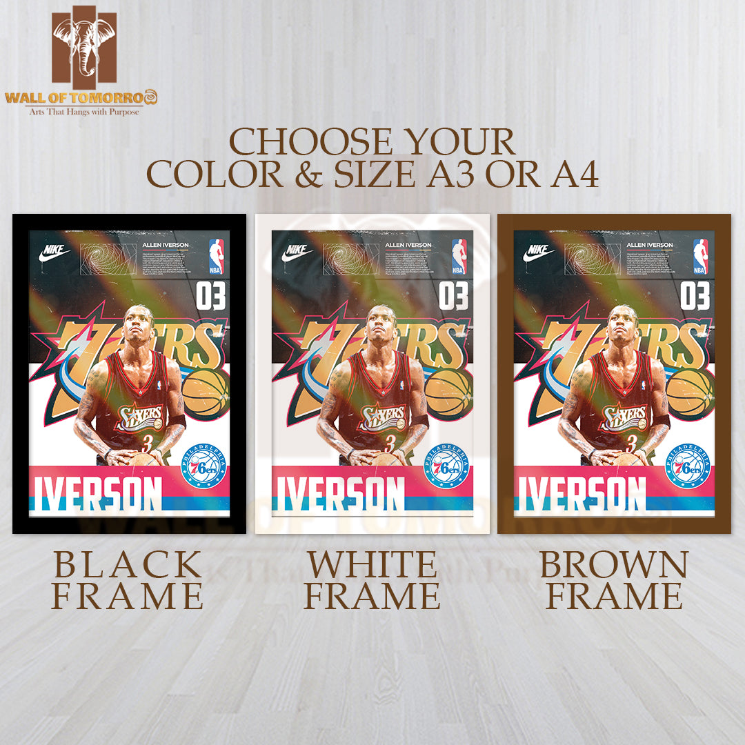 Famous Basketball Team Player in Action Sports High Quality Glass Frame Wall Décor
