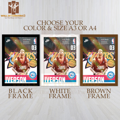 Famous Basketball Team Player in Action Sports High Quality Glass Frame Wall Décor