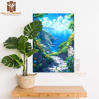 Painting Of a Path Leading to A Beach High Quality Unframed Poster Print & Waterproof Poster Print Wall Décor