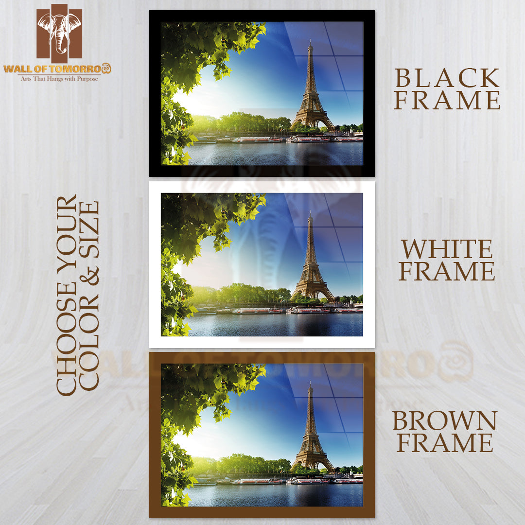 Seine In Paris with Eiffel Tower in Sunrise Time High Quality Unframed Poster Print & Waterproof Poster Print Wall Décor