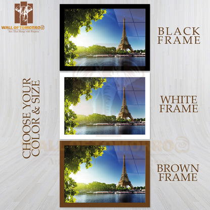 Seine In Paris with Eiffel Tower in Sunrise Time High Quality Unframed Poster Print & Waterproof Poster Print Wall Décor