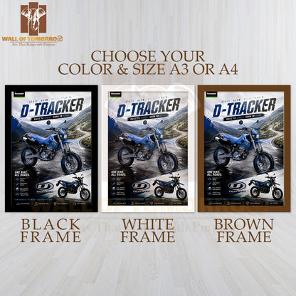 Kawasaki D-Tracker Bike High Quality Glass Frame Wall Décors in Sri Lanka
