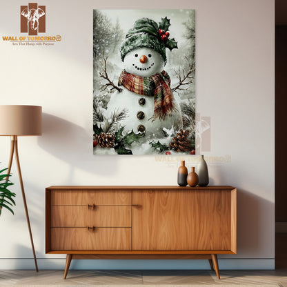 Snowman and Forest Snowfall in Winter High Quality Unframed Poster Print & Waterproof Poster Print Wall Décor