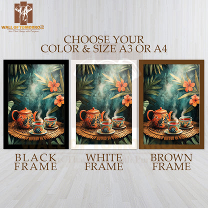 Sri Lankan Tea Set Travel High Quality Glass Frame Wall Décor