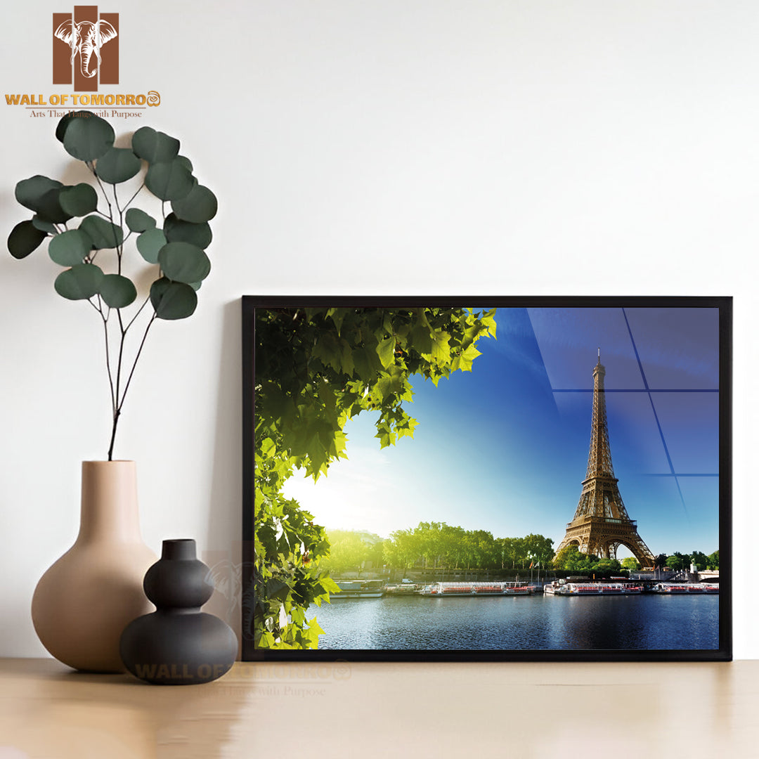 Seine In Paris with Eiffel Tower in Sunrise Time High Quality Unframed Poster Print & Waterproof Poster Print Wall Décor