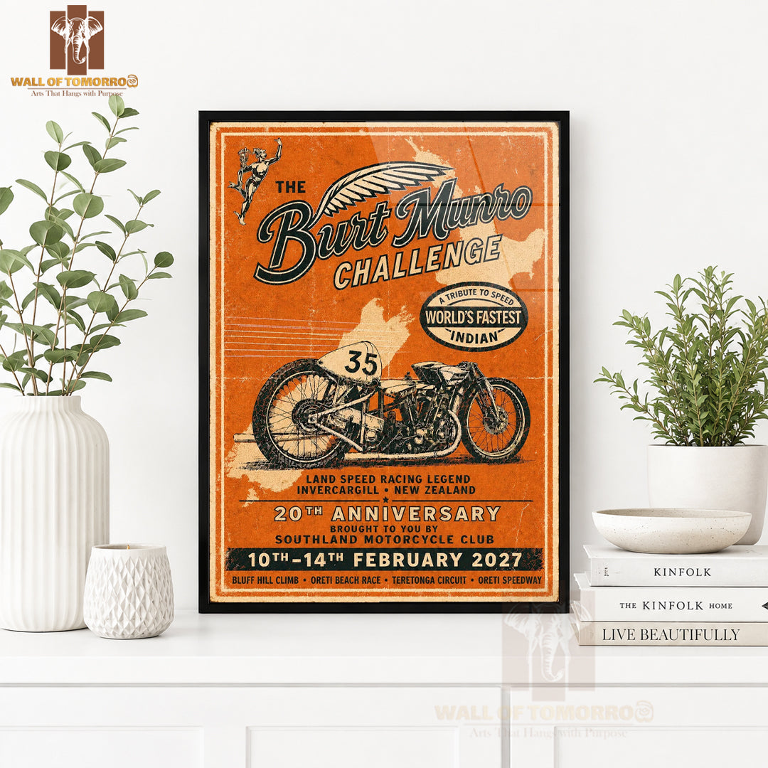The Burt Munro Challenge Motor Bike High Quality Glass Frame Wall Décor in Sri Lanka
