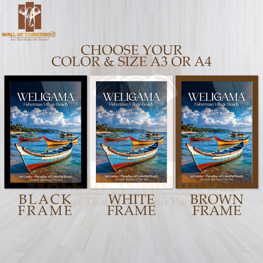 Weligama Fisherman Village Beach Sri Lanka Travel High Quality Glass Frame Wall Décor