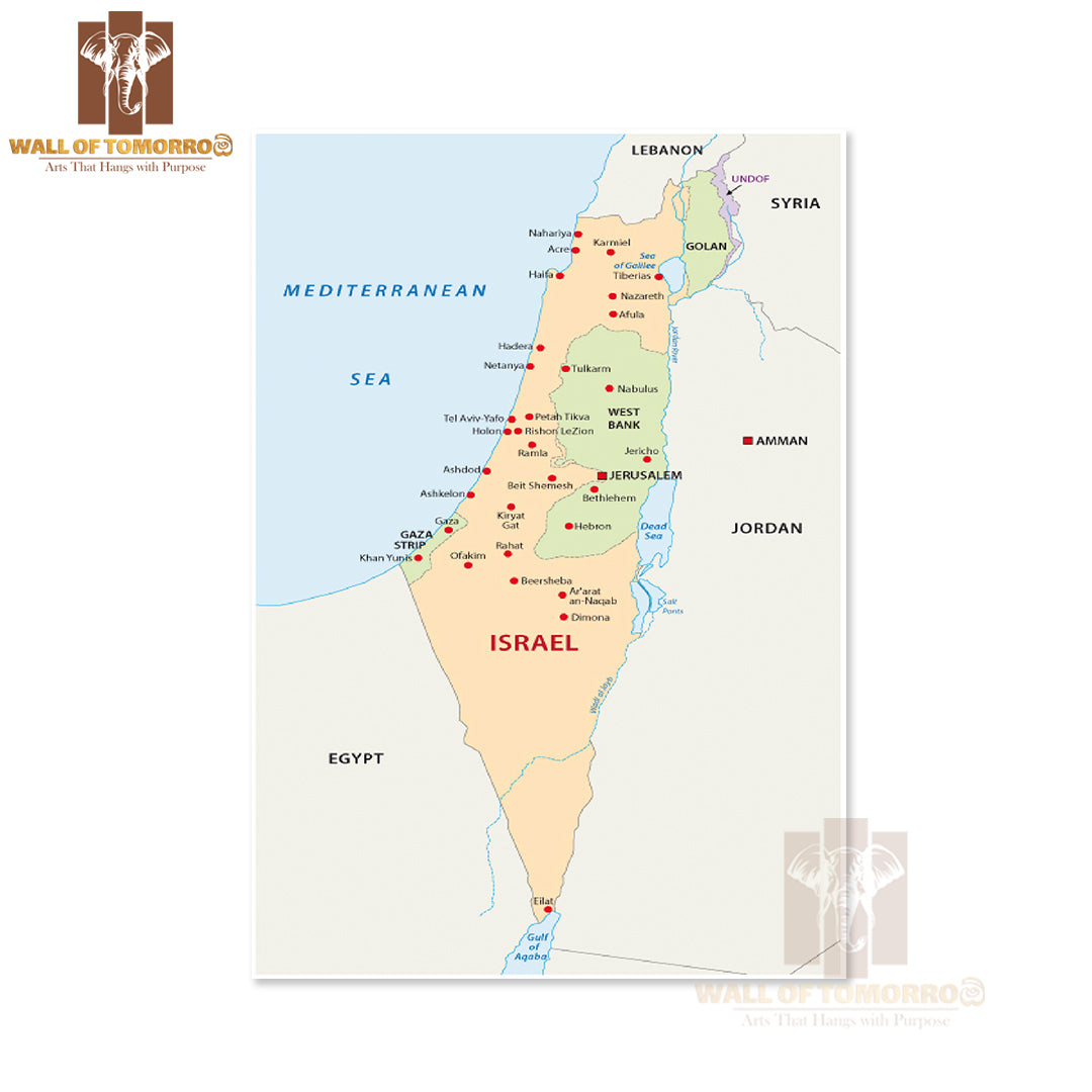 Israel Map Educational High Quality Unframed Poster Print & Waterproof Poster Print Wall Décor