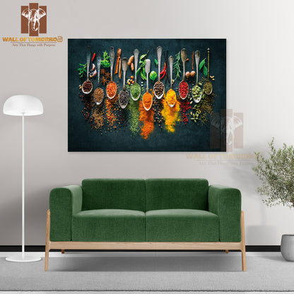 Variety Of Spices and Spoons on A Table High Quality Unframed Poster Print & Waterproof Poster Print Wall Décor