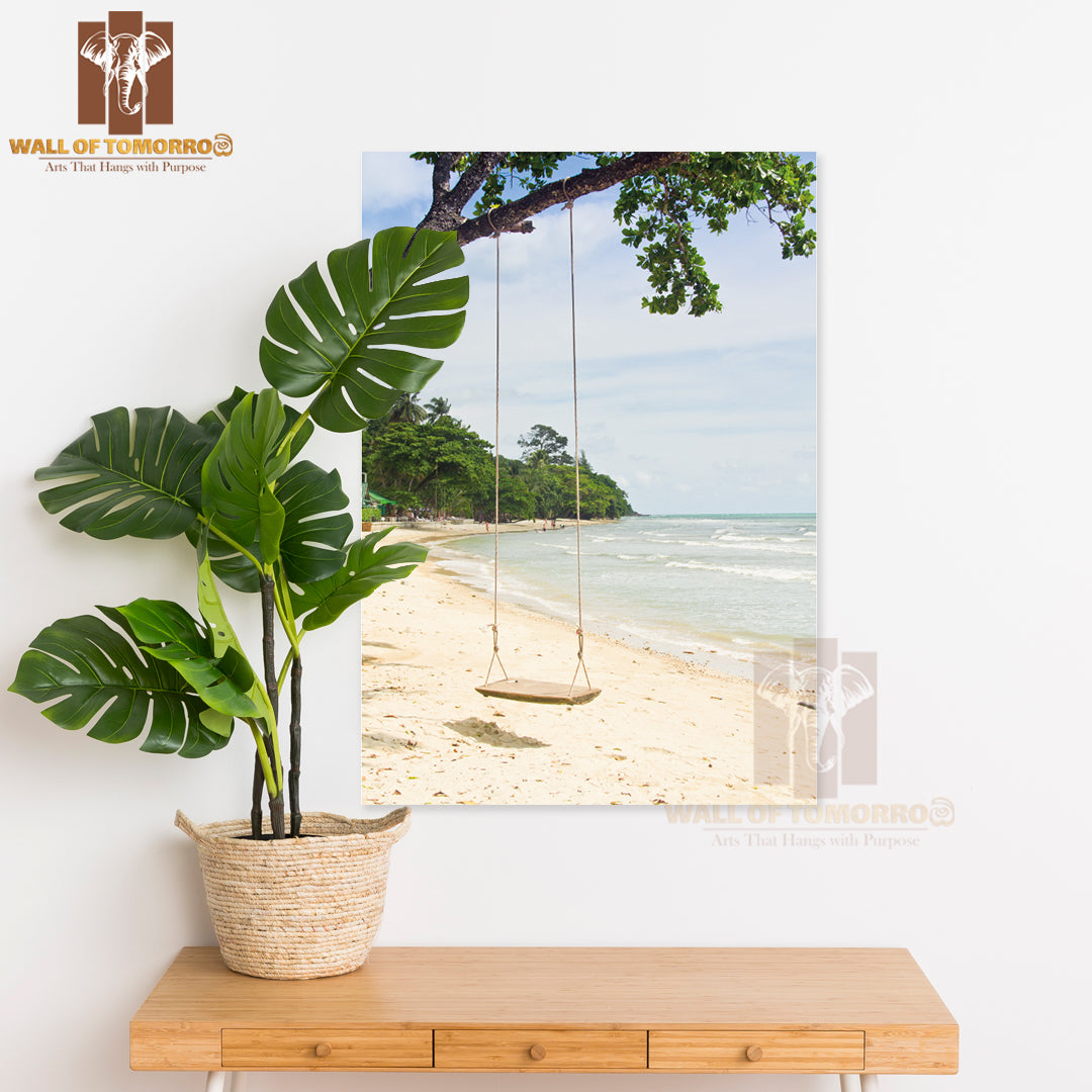 Beach At Thailand with Swing High Quality Unframed Poster Print & Waterproof Poster Print Wall Décor