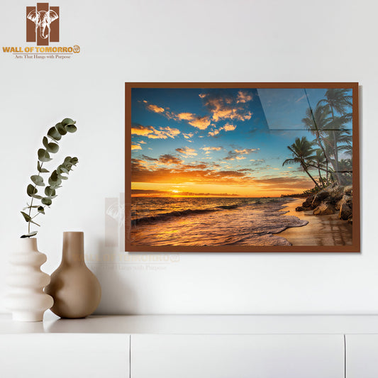 Landscape Of Paradise Tropical Island Beach, Sunrise Shot High Quality Unframed Poster Print & Waterproof Poster Print Wall Décor