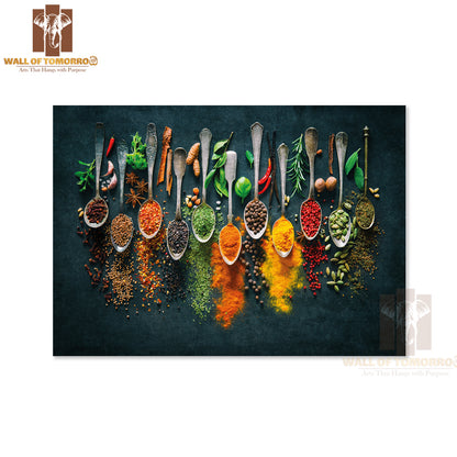 Variety Of Spices and Spoons on A Table High Quality Unframed Poster Print & Waterproof Poster Print Wall Décor