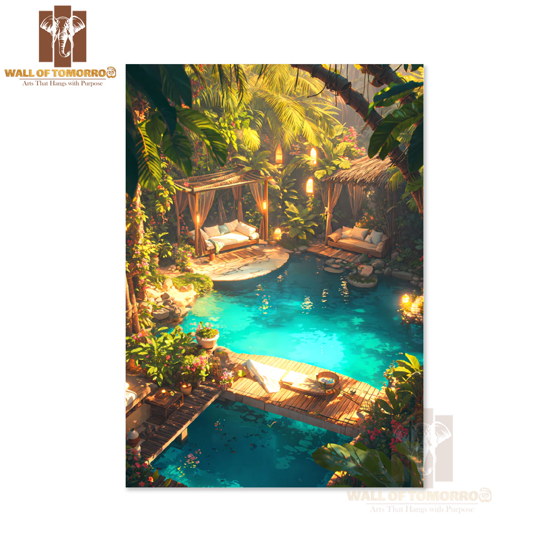 Pool by Lush Green Plants & Trees High Quality Unframed Poster Print & Waterproof Poster Print Wall Décor