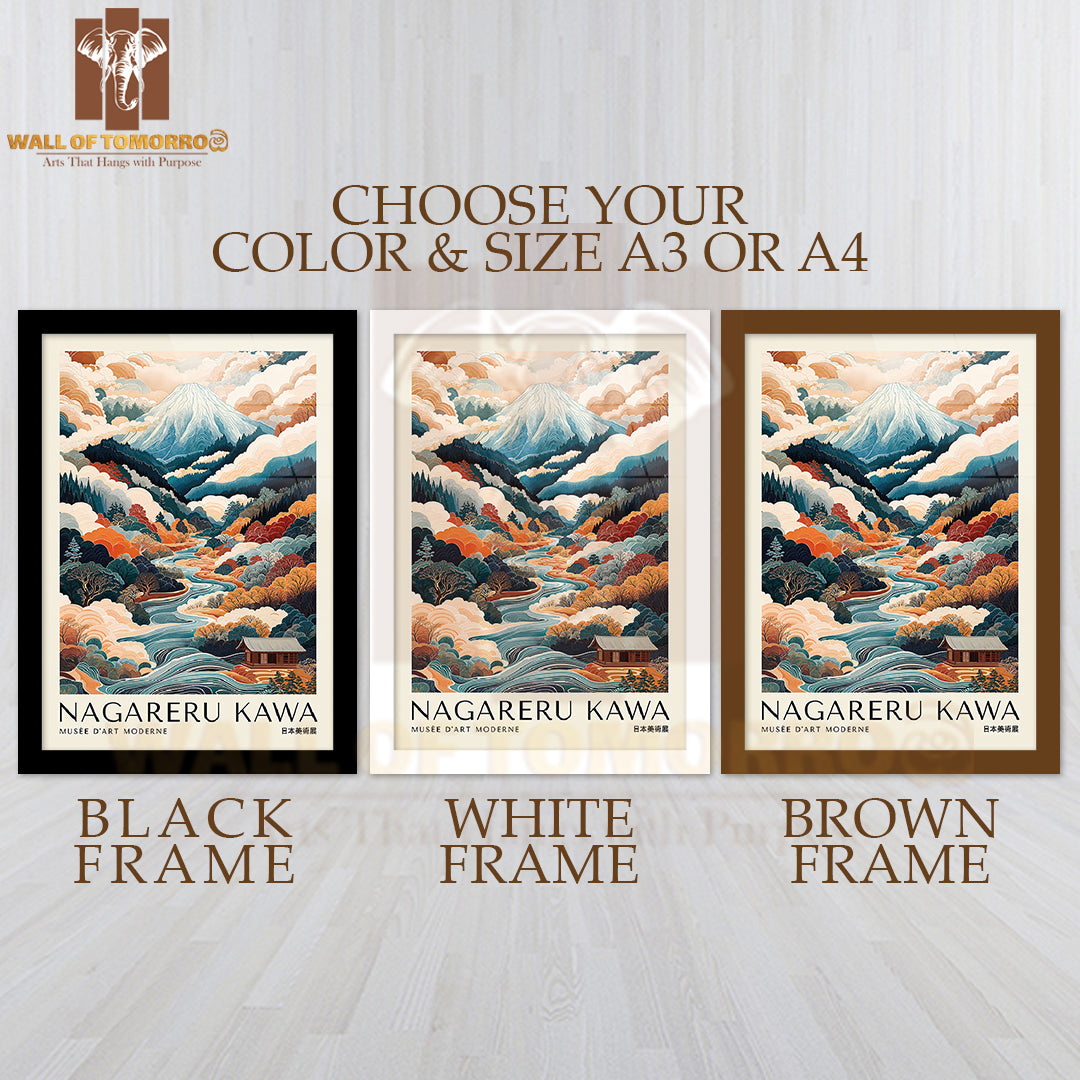Nagareru Kawa Japandi Art High Quality Glass Frame Wall Décor