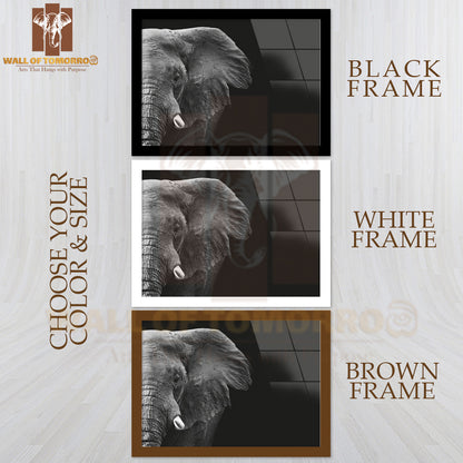 Powerful Image of an Elephant in Black and White High Quality Unframed Poster Print & Waterproof Poster Print Wall Décor