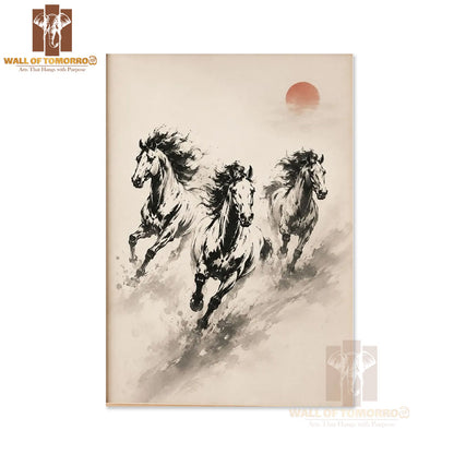 Black Horse Painting with Moon Animals High Quality Unframed Poster Print & Laminated Poster Print Wall Décor in Sri Lanka