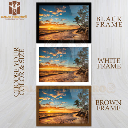 Landscape Of Paradise Tropical Island Beach, Sunrise Shot High Quality Unframed Poster Print & Waterproof Poster Print Wall Décor