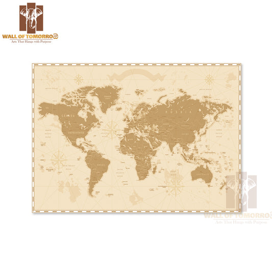 Old Vintage Retro World Map Educational High Quality Unframed Poster Print & Waterproof Poster Print Wall Décor