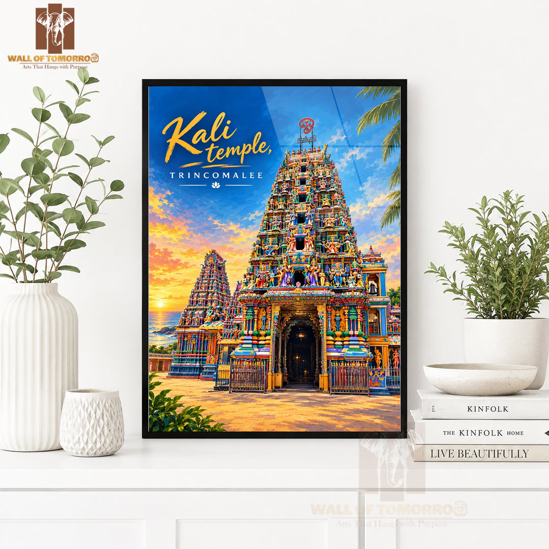 Kali Temple, Trincomalee Sri Lanka Travel High Quality Glass Frame Wall Décor