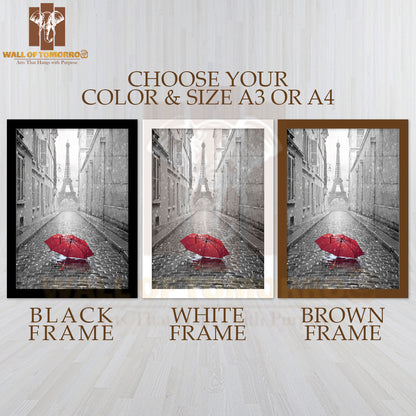 Eiffel Tower View from the Street of Paris High Quality Glass Frame Wall Décor