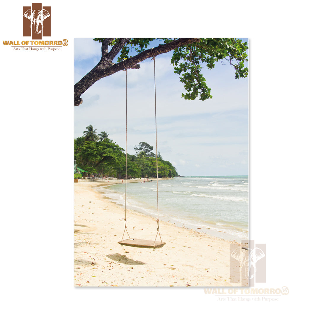 Beach At Thailand with Swing High Quality Unframed Poster Print & Waterproof Poster Print Wall Décor