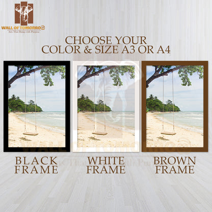 Beach At Thailand with Swing High Quality Glass Frame Wall Décor