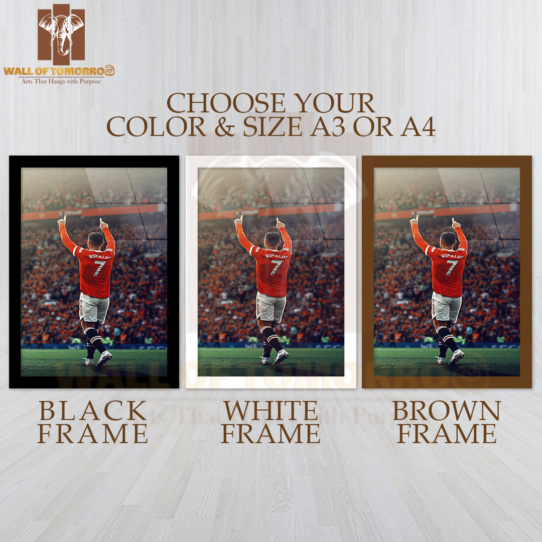 Famous Soccer Player with Team Jersey Sports High Quality Glass Frame Wall Décor