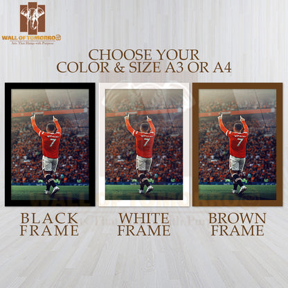 Famous Soccer Player with Team Jersey Sports High Quality Glass Frame Wall Décor