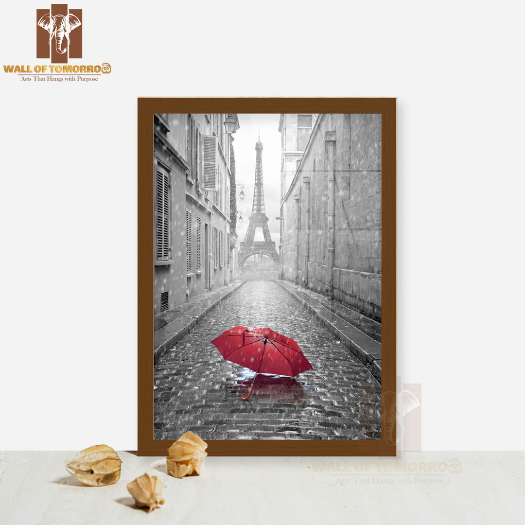 Eiffel Tower View from the Street of Paris High Quality Glass Frame Wall Décor