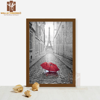 Eiffel Tower View from the Street of Paris High Quality Glass Frame Wall Décor