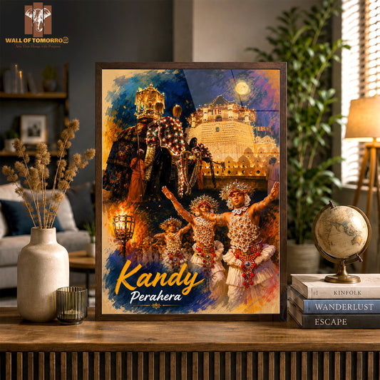 Kandy Perahera Sri Lanka Travel High Quality Glass Frame Wall Décor