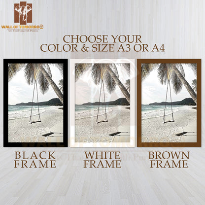 Swing At the Beach High Quality Glass Frame Wall Décor